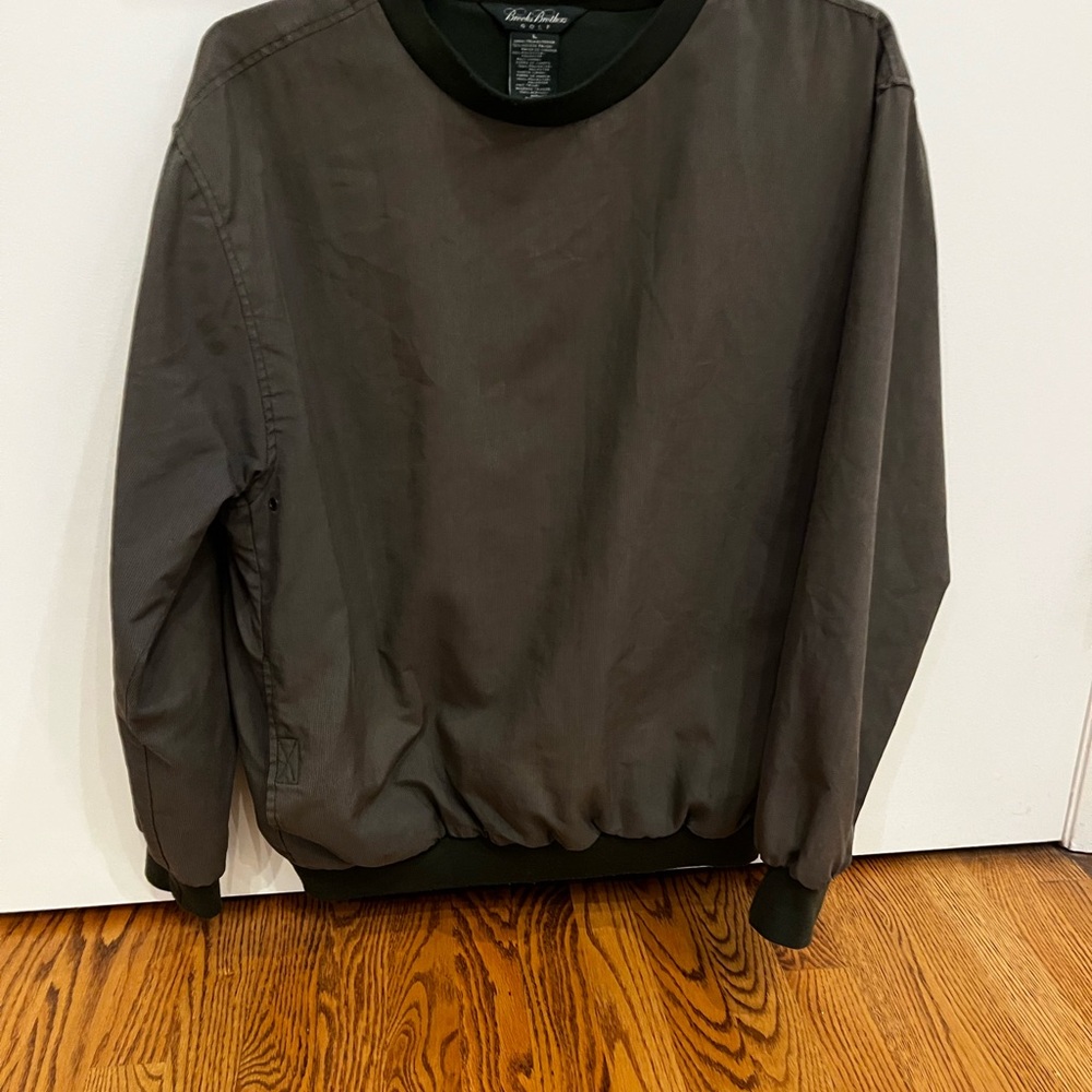 Brooks Brothers Green Crewneck Rain Repellant Lined Golf Sweatshirt